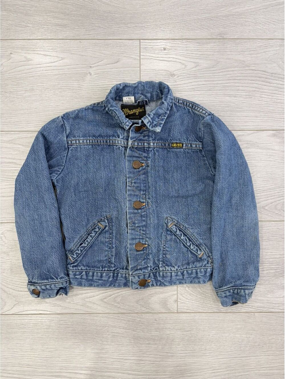 Vintage 70s 80s Wrangler Kids Baby Toddler Jean Jacket sz 8